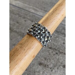 925 CFJ Thai Sterling Silver Ring Marcasites Size 7 5.27g